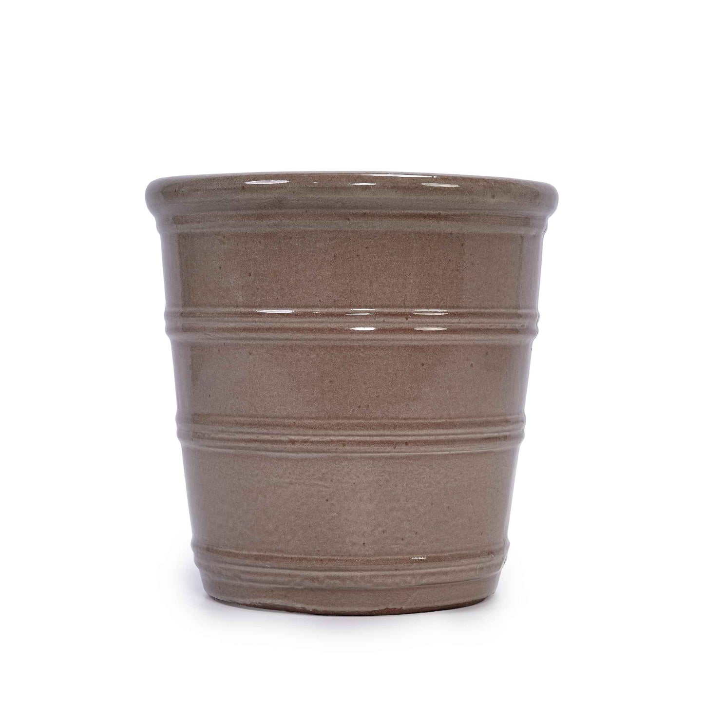 mudanjie 3pcs 16/13/10'' Dark Brown Ribbed Ceramic Planter for Indoor Outdoor Decor
