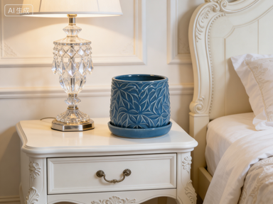 mudanjie 2pcs 5.91+8.06'' Flower Pattern Ceramic Pots with Drainage & Saucers mdj pottery