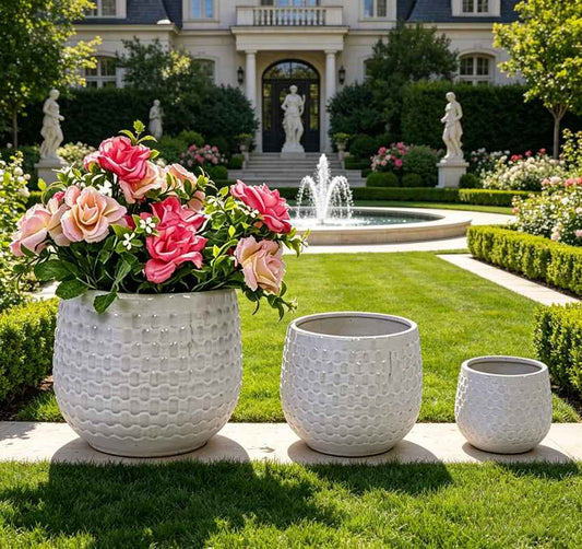 mudanjie 3pcs 5+7+9'' Modern Ceramic Plant Pots with Drainage mdj pottery