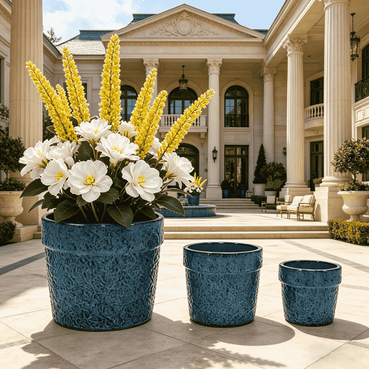 mudanjie 3pcs 9/12/15'' Glossy Ceramic Planter with Drainage mdj pottery