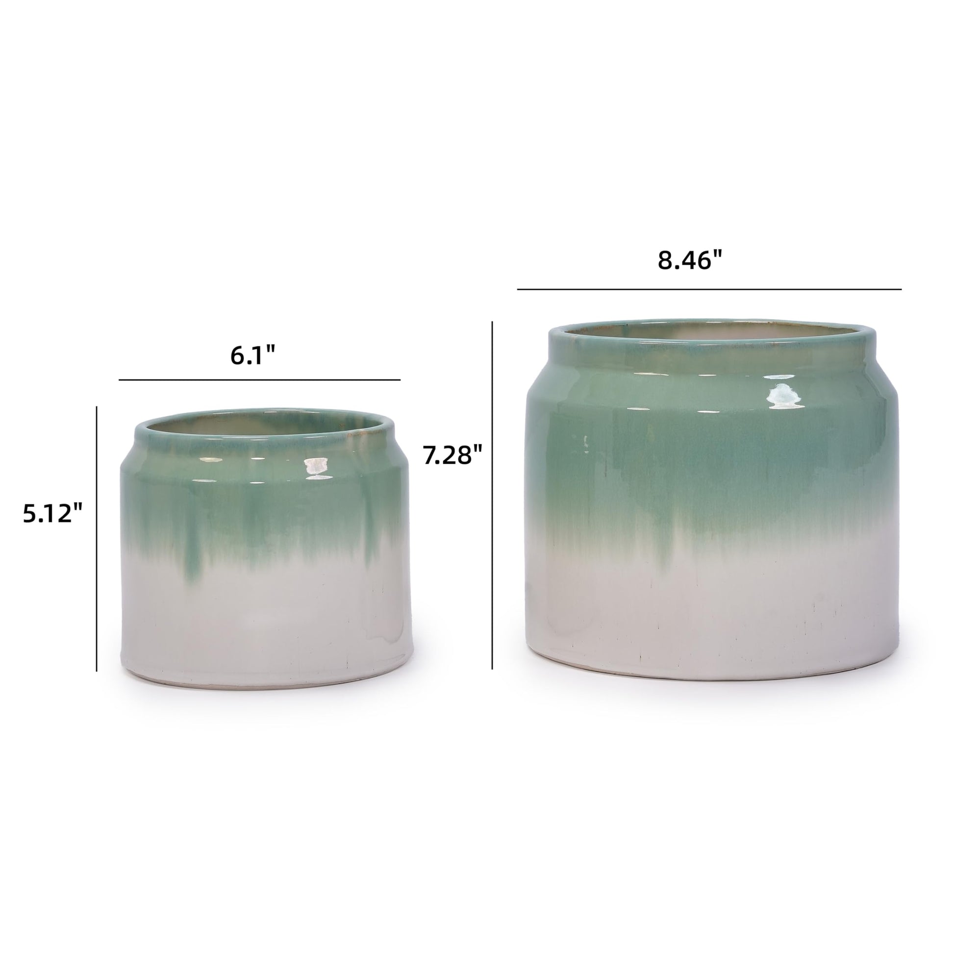 2PCS Drip Glaze Ceramic Plant Pots, 6" & 8" Breathable Plant Pots, Indoor Outdoor Flower Pots for Orchids, Succulents & Violets, Ideal for Shelf & Desk Decor - Blue Green Generic