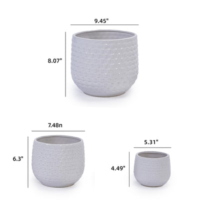 Ceramic Plant Pots, 5+7+9 Inches, Set of 3, Flower Pots with Drainage Hole, Planters for Indoor Plants, Modern Decorative Pot for Garden, Windowsill Generic