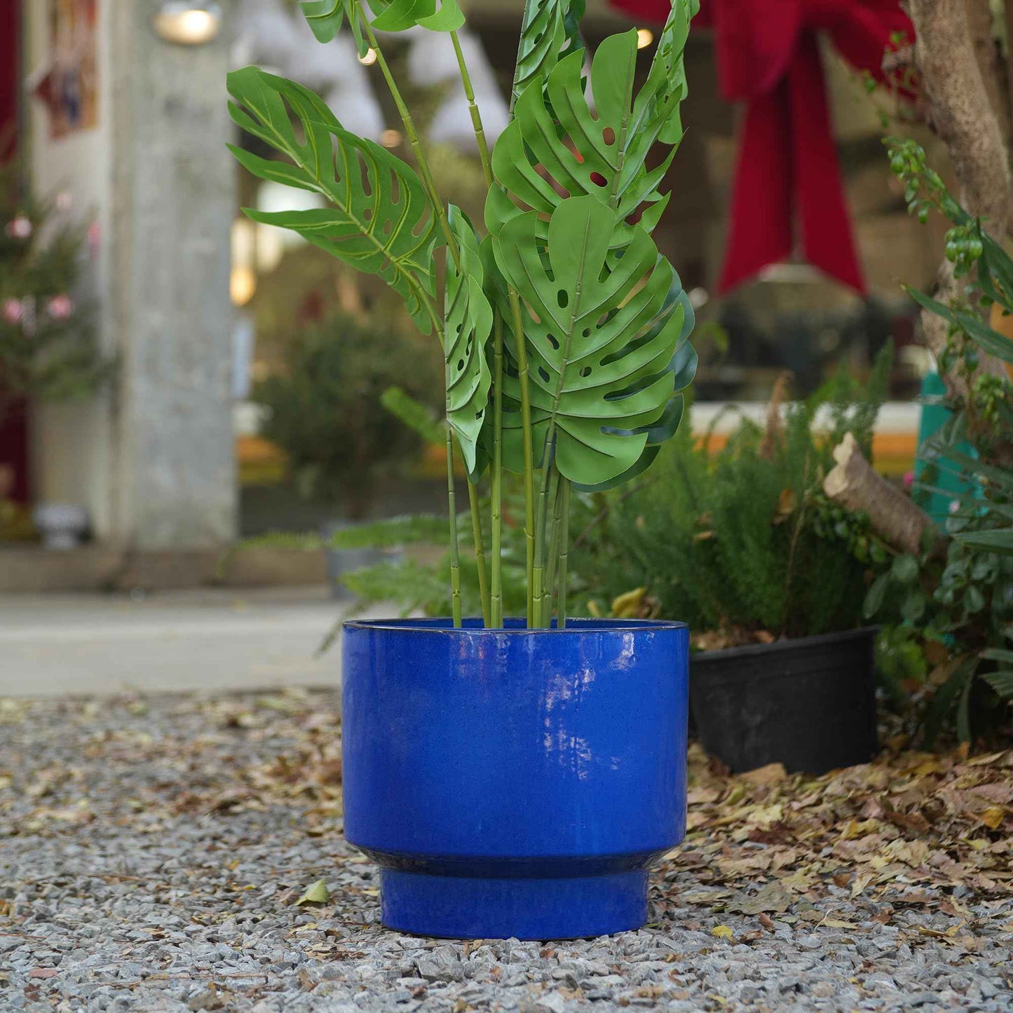Mudanjie 3pcs 9/12/15'' Glazed Ceramic Planter with Drainage