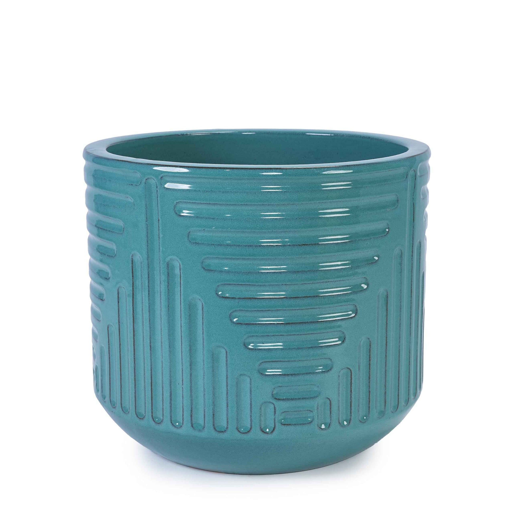teal indoor planter mudanjie 16.14'' Cylinder Ceramic Planter with Drainage – Mudanjie