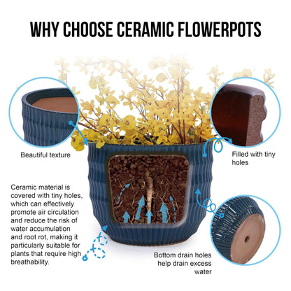 Mudanjie 4pcs 5.31-14.17'' Handmade Ceramic Planter Set with Drainage