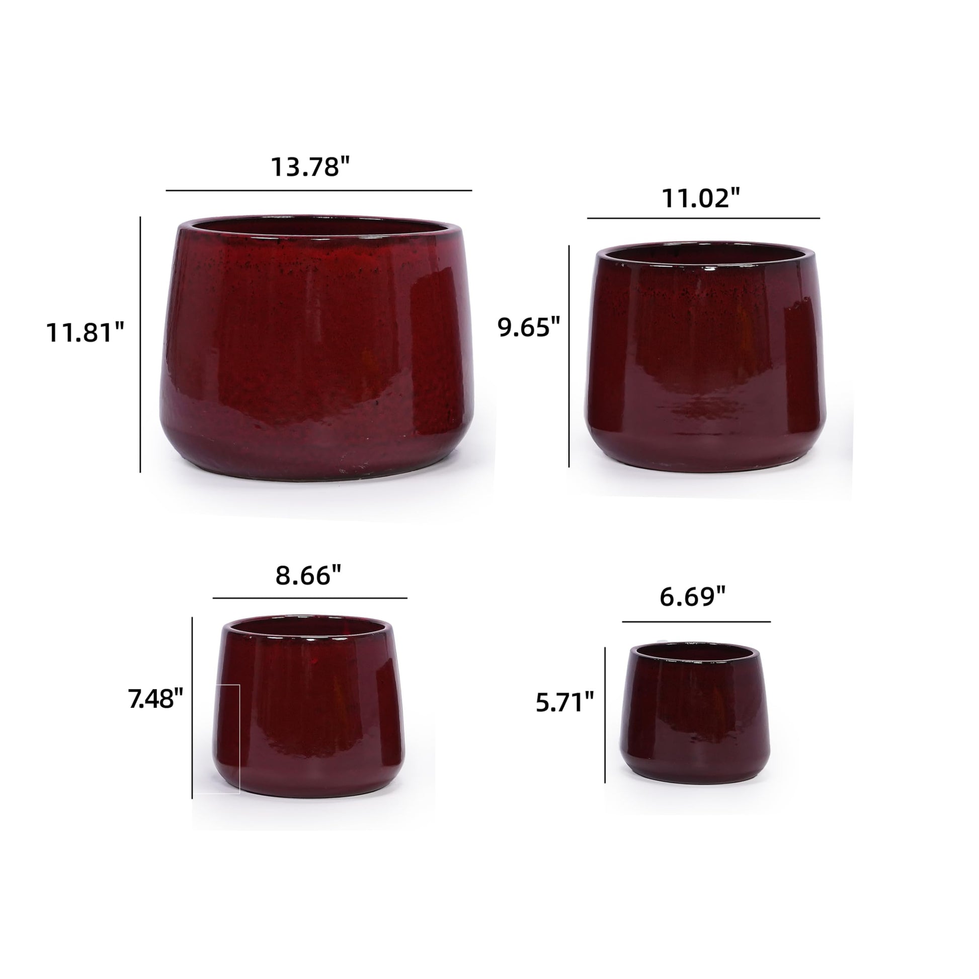 small red ceramic flower pots mudanjie 4pcs Vertical Texture Ceramic Planter with Drainage – Mudanjie