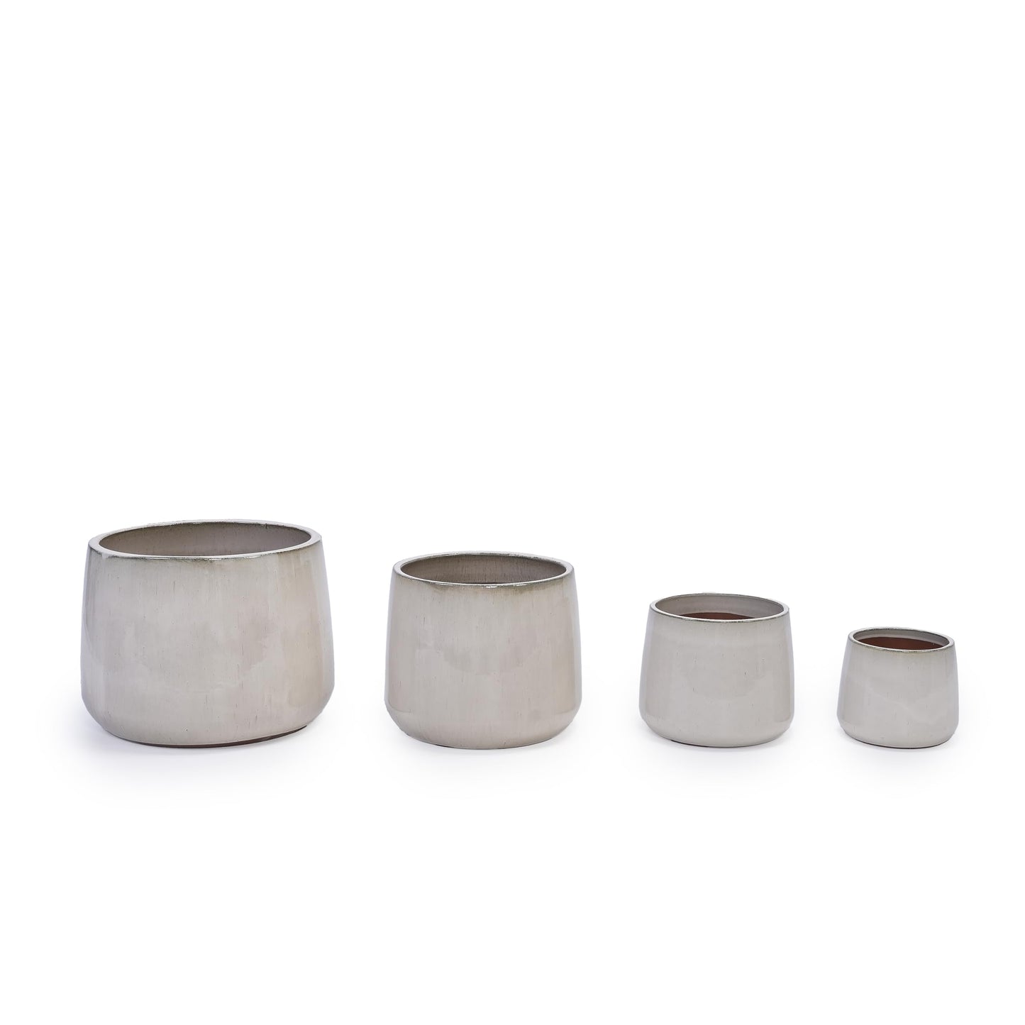 4pcs White Ceramic Flower Pots, 6-14 Inch Vertical Brushed Texture Planters with Drainage Holes, Indoor/Outdoor Use Ideal for Orchids, Succulents & Cacti Generic