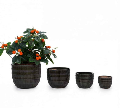 Mudanjie 4pcs 5.31-14.17'' Handmade Ceramic Planter Set with Drainage