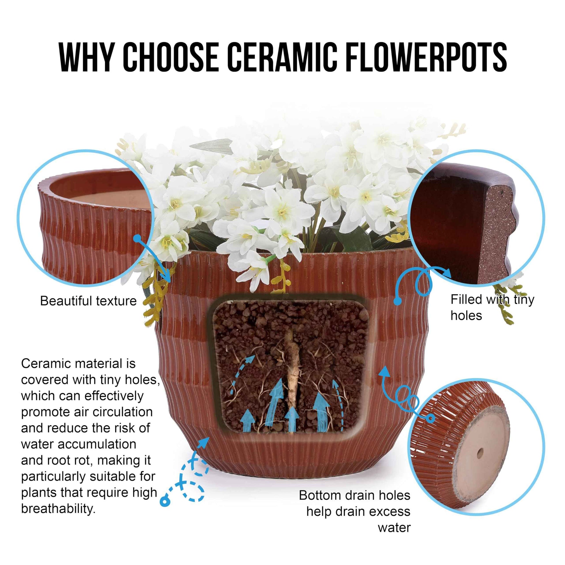 potted plant drainage material mudanjie 4pcs Handmade Ceramic Planter Set with Drainage – Mudanjie