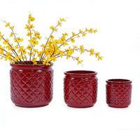 mudanjie 3pcs 9/12/15'' Geometric Ceramic Planter with Drainage