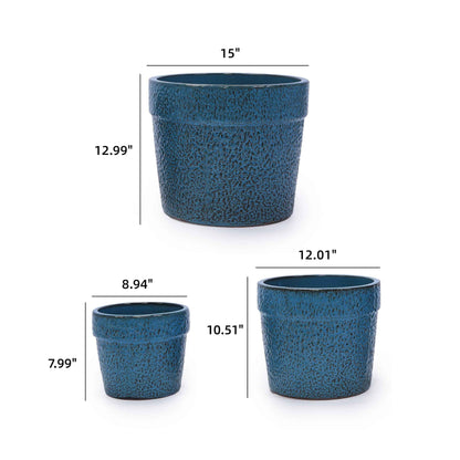Mudanjie 3pcs 9/12/15'' Glossy Ceramic Planter with Drainage
