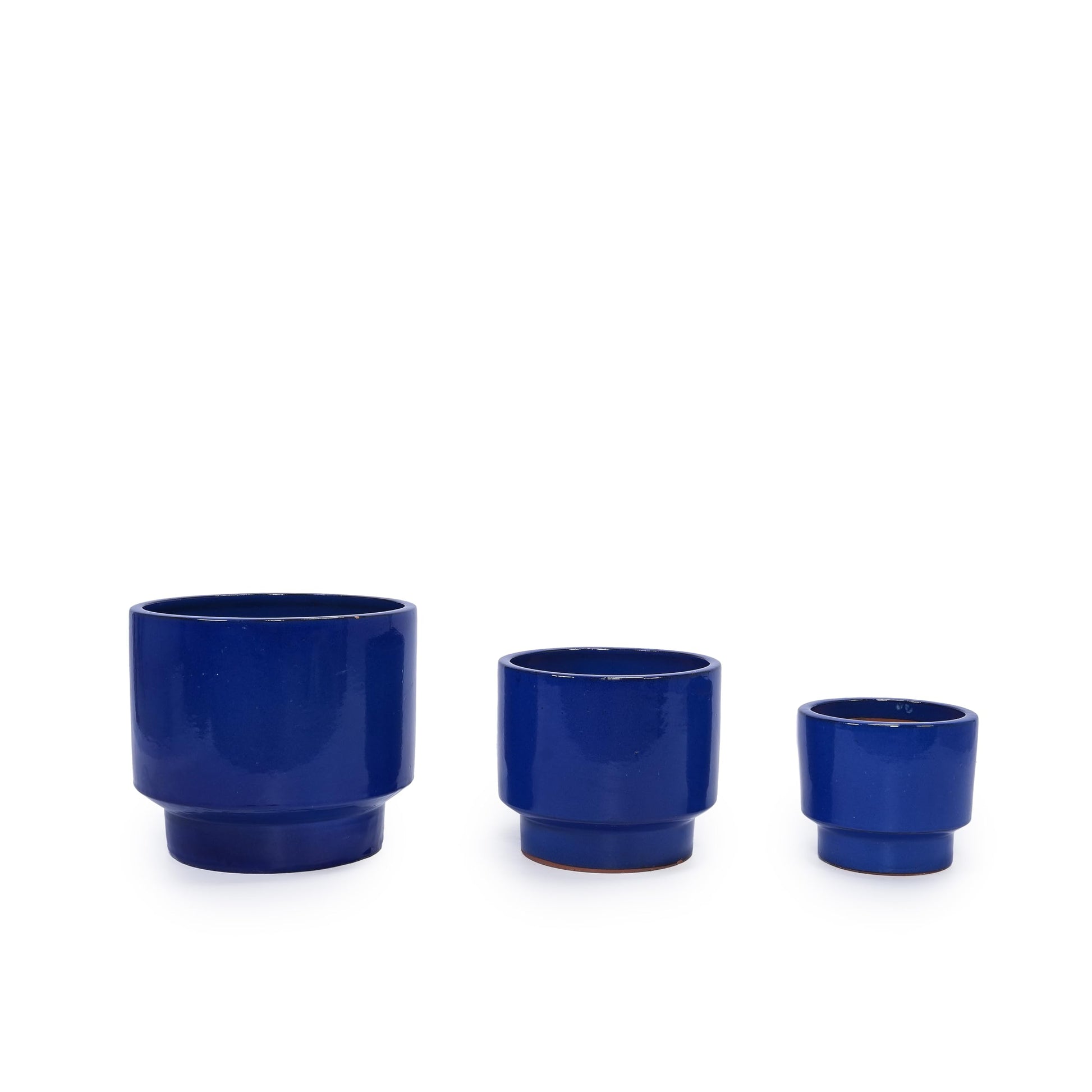 3pcs Blue Ceramic Planter, Solid Glazed Ceramic Flower Pots with Drainage Holes, 9"/12"/15" for Orchids & Succulents, Indoor Outdoor Shelf Patio Decor Generic