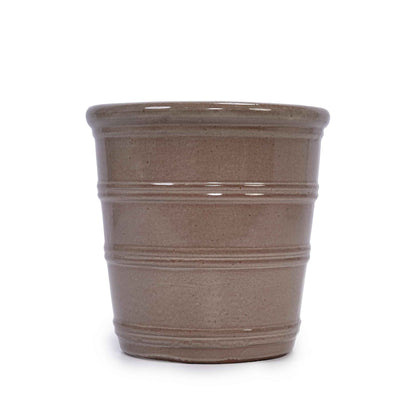 mudanjie 3pcs 16/13/10'' Dark Brown Ribbed Ceramic Planter for Indoor Outdoor Decor