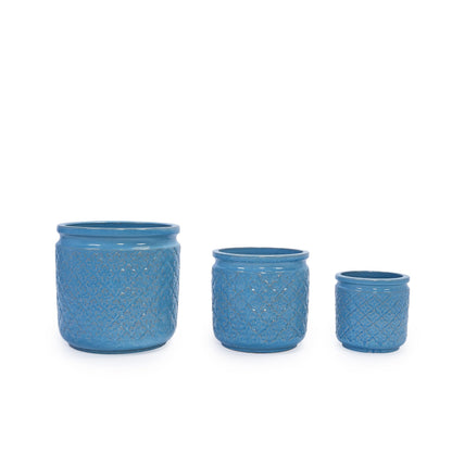 3 PCS Geometric Pattern Ceramic Planter, 9.06/12/14.96 Inch Plant Pots Indoor with Drainage, Breathable Clay for Orchids Succulents, Indoor Outdoor Windowsill Bookshelf Decor - Red Generic
