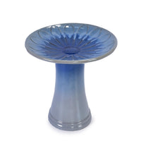 mudanjie 17'' Ceramic Bird Bath for Outside, Elegant Pedestal Glazed Birdbath Floral Pattern