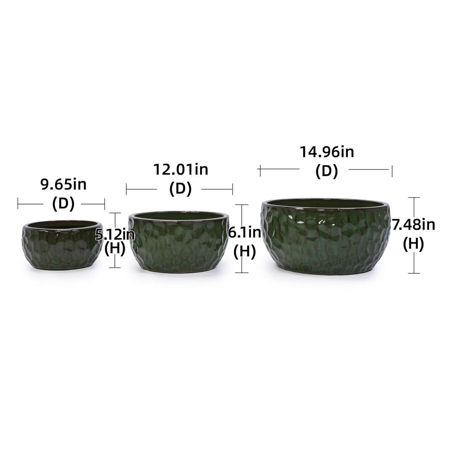 Ceramic Plant Pots, 9/12/15 Inch, Set of 3 Flower Pots with Drainage Hole, Planter for Plants Orchids Succulents Indoor/Outdoor, Decorative Plant Gifts Generic
