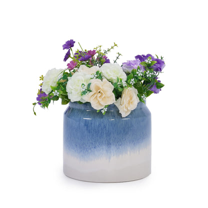 2PCS Drip Glaze Ceramic Planter, 6" & 8" Breathable Plant Pots, Indoor Outdoor Flower Pots for Orchids, Succulents & Violets, Ideal for Shelf & Desk Decor - Blue White Generic