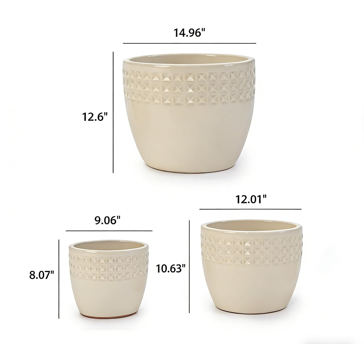 Set of 3 Ceramic Pots for Plants, 9/12/15 Inch, Quatrefoil Pattern Planters with Drainage Hole, Indoor and Outdoor Flower Pots for Pothos, Ivy, Succulent, Decorative Plant Gifts - Red Generic