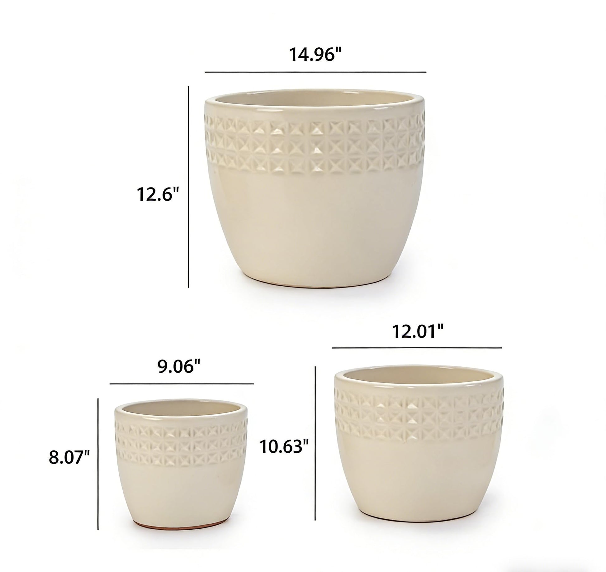 Set of 3 Ceramic Pots for Plants, 9/12/15 Inch, Quatrefoil Pattern Planters with Drainage Hole, Indoor and Outdoor Flower Pots for Pothos, Ivy, Succulent, Decorative Plant Gifts - Red Generic