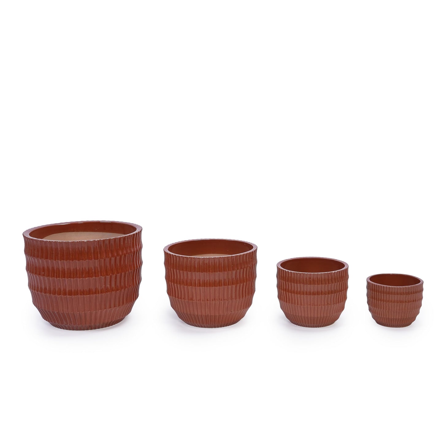 4pcs Deep Coffee Ceramic Flower Pot Set, 5.31"-14.17" with Drainage, Indoor Outdoor for Orchids Succulents, Windowsill Tabletop Decor Generic