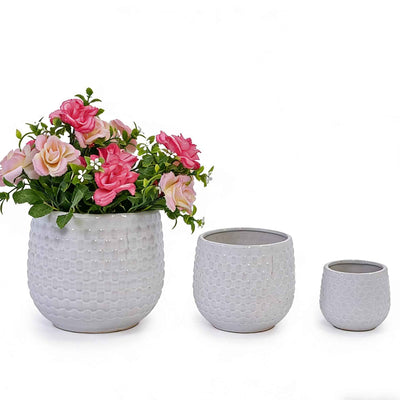 Mudanjie 3pcs 5+7+9'' Modern Ceramic Plant Pots with Drainage