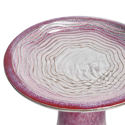 Mudanjie 17'' Ceramic Bird Bath for Outside, Tall Lightweight Pedestal Birdbath Floral Pattern