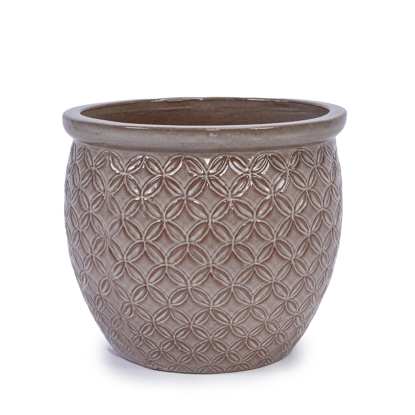 Set of 3 Ceramic Pots for Plants, 9/12/15 Inch, Quatrefoil Pattern Planters with Drainage Hole, Indoor and Outdoor Flower Pots for Pothos, Ivy, Succulent, Decorative Plant Gifts - Red Generic