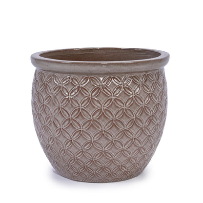 Set of 3 Ceramic Pots for Plants, 9/12/15 Inch, Quatrefoil Pattern Planters with Drainage Hole, Indoor and Outdoor Flower Pots for Pothos, Ivy, Succulent, Decorative Plant Gifts - Red Generic