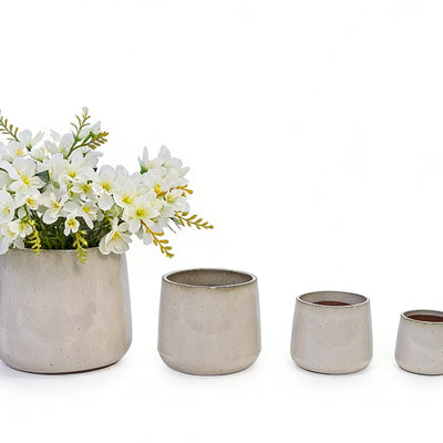 Mudanjie 4pcs 6-14'' Vertical Texture Ceramic Planter with Drainage