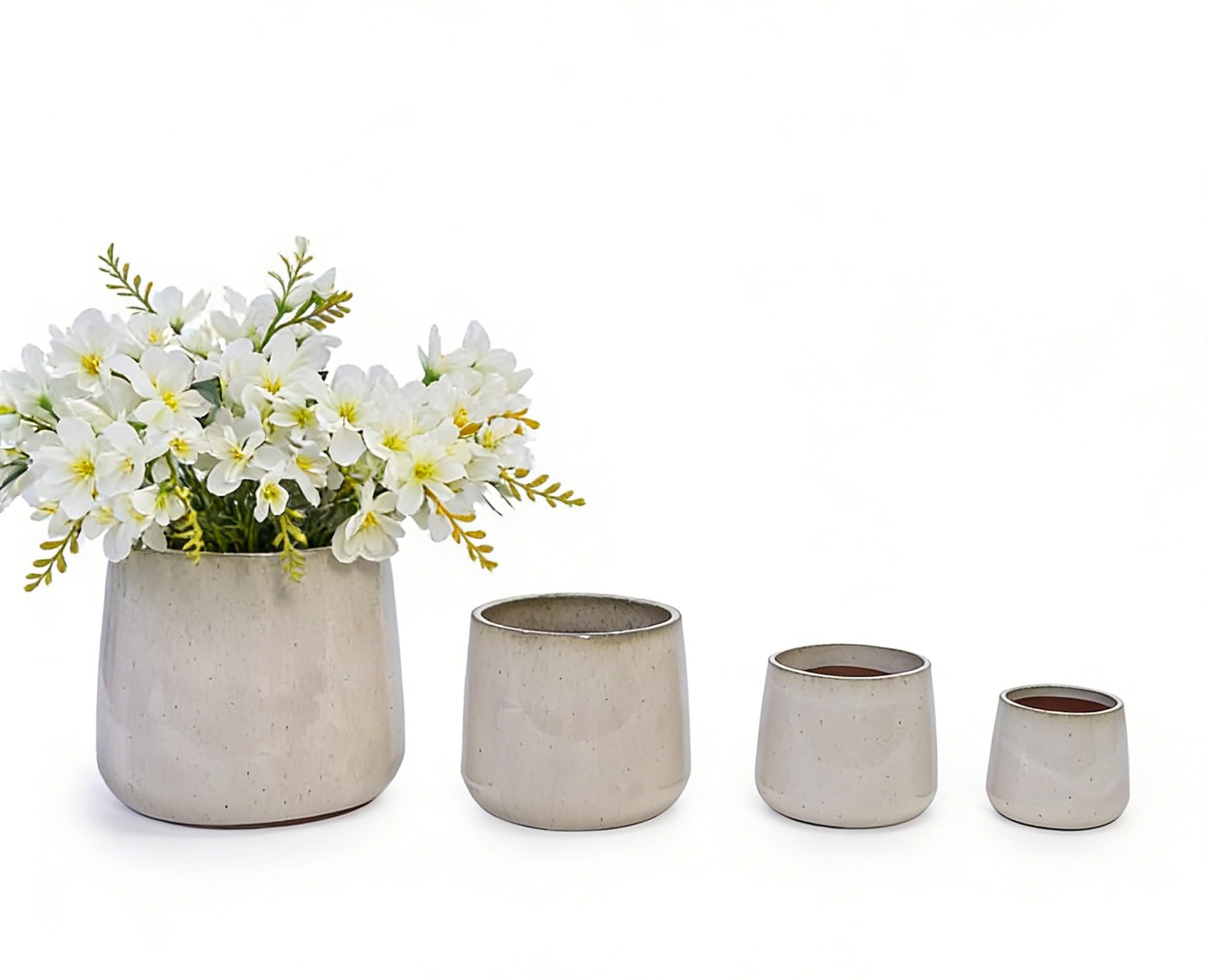 14 inch ceramic flower pot mudanjie 4pcs Vertical Texture Ceramic Planter with Drainage – Mudanjie