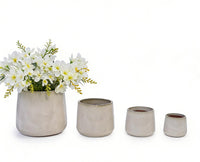 mudanjie 4pcs 6-14'' Vertical Texture Ceramic Planter with Drainage