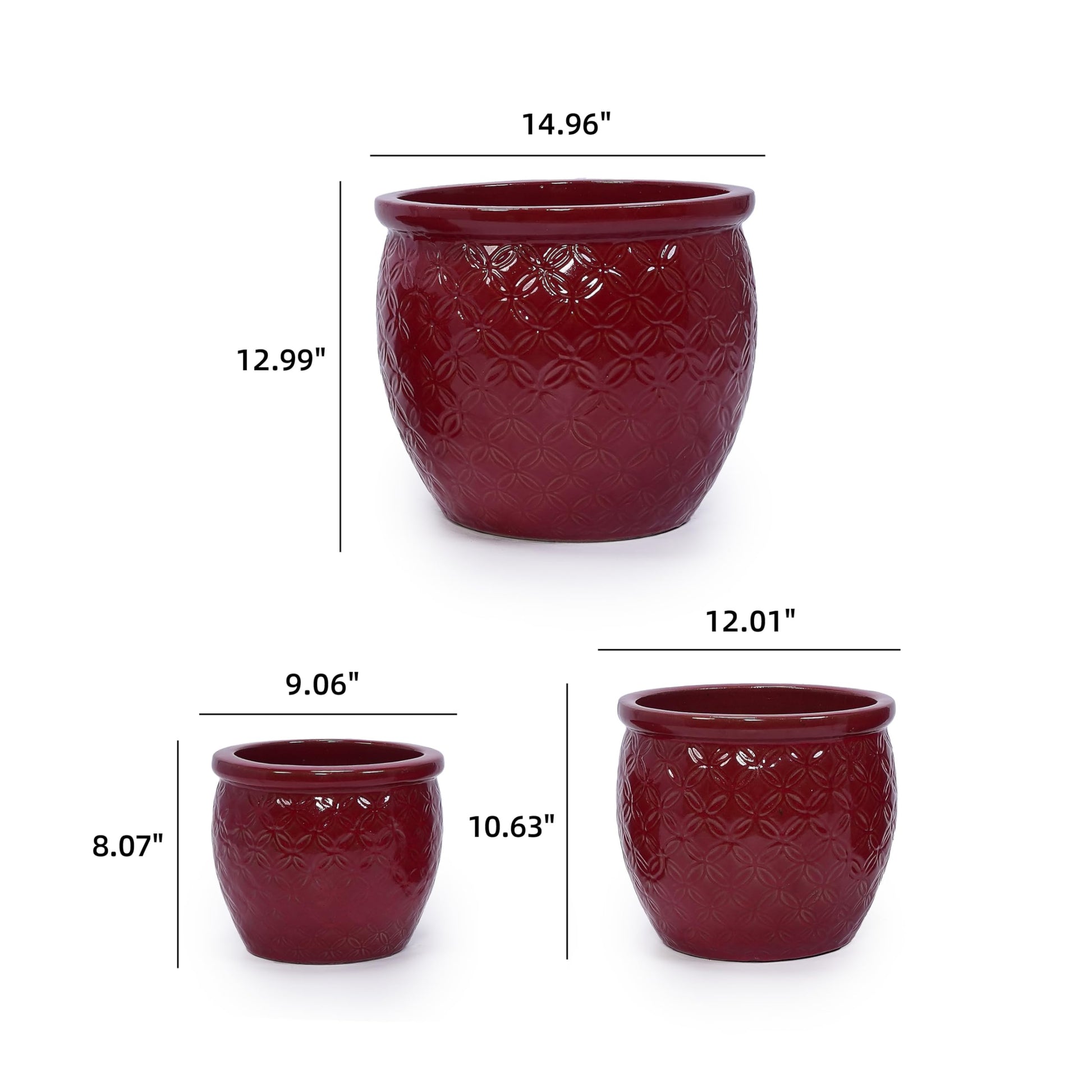 15 inch plant pot with drainage mudanjie 3pcs Quatrefoil Ceramic Planter with Drainage – Mudanjie