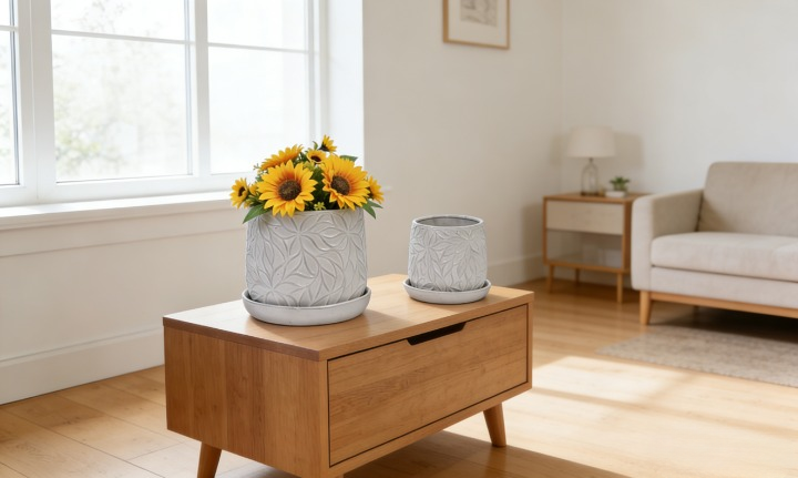 Mudanjie 2pcs 5.91+8.06'' Flower Pattern Ceramic Pots with Drainage & Saucers