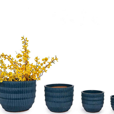 Mudanjie 4pcs 5.31-14.17'' Handmade Ceramic Planter Set with Drainage