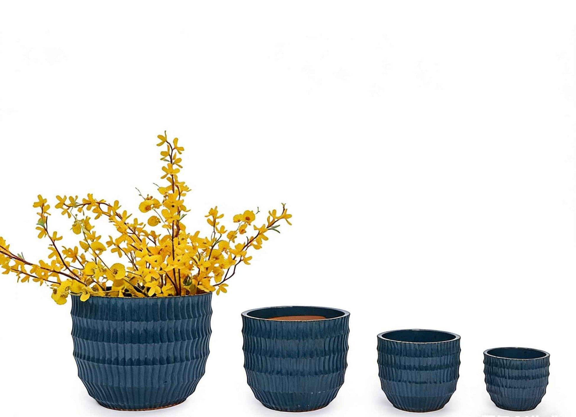 handmade ceramic plant pot mudanjie 4pcs Handmade Ceramic Planter Set with Drainage – Mudanjie