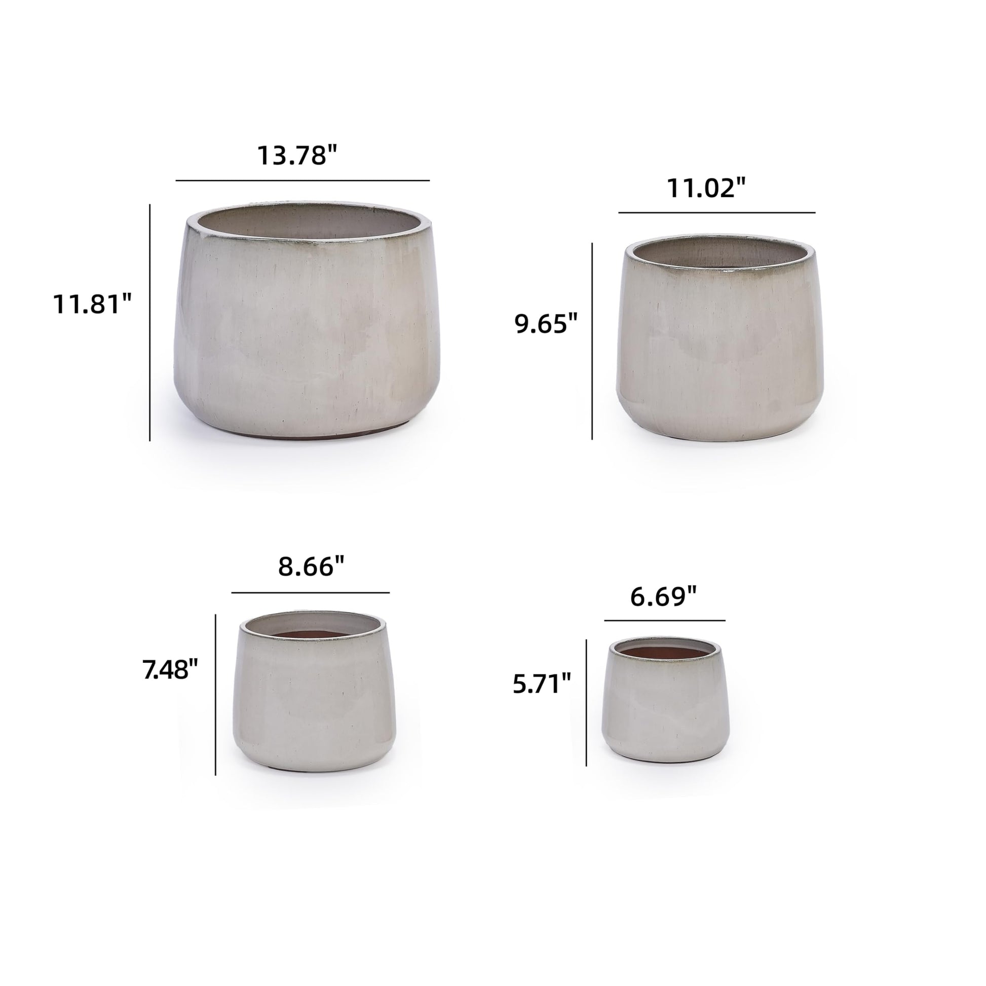mudanjie 4pcs Vertical Texture Ceramic Planter with Drainage – Mudanjie