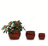 mudanjie 3pcs 9+11+15'' Drum Shaped Vintage Ceramic Planter with Drainage