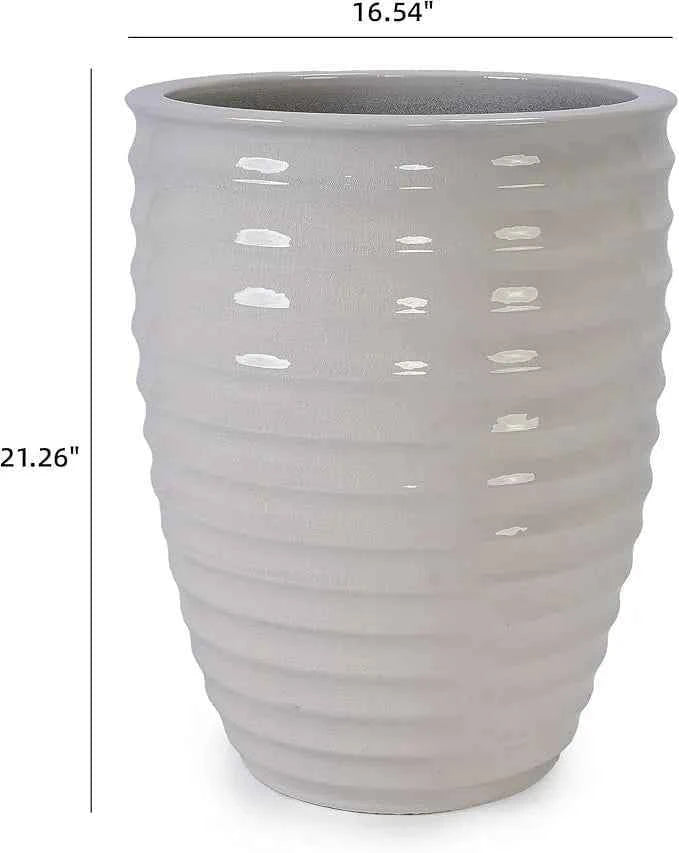 mudanjie 17'' White Ripple Ceramic Planter with Drainage – Mudanjie