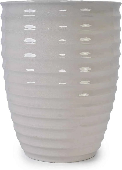 Mudanjie 17'' White Ripple Ceramic Planter with Drainage for Large Plants
