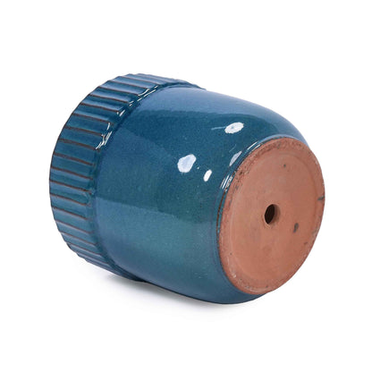 Mudanjie 3pcs 9/12/15'' Ribbed Glazed Ceramic Planter with Drainage