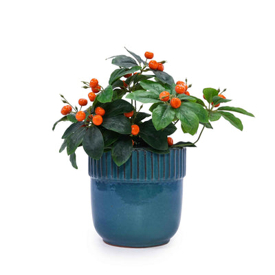 Mudanjie 3pcs 9/12/15'' Ribbed Glazed Ceramic Planter with Drainage