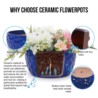 Mudanjie 3pcs 9+12+15'' Ceramic Planter Set with Drainage for Plants
