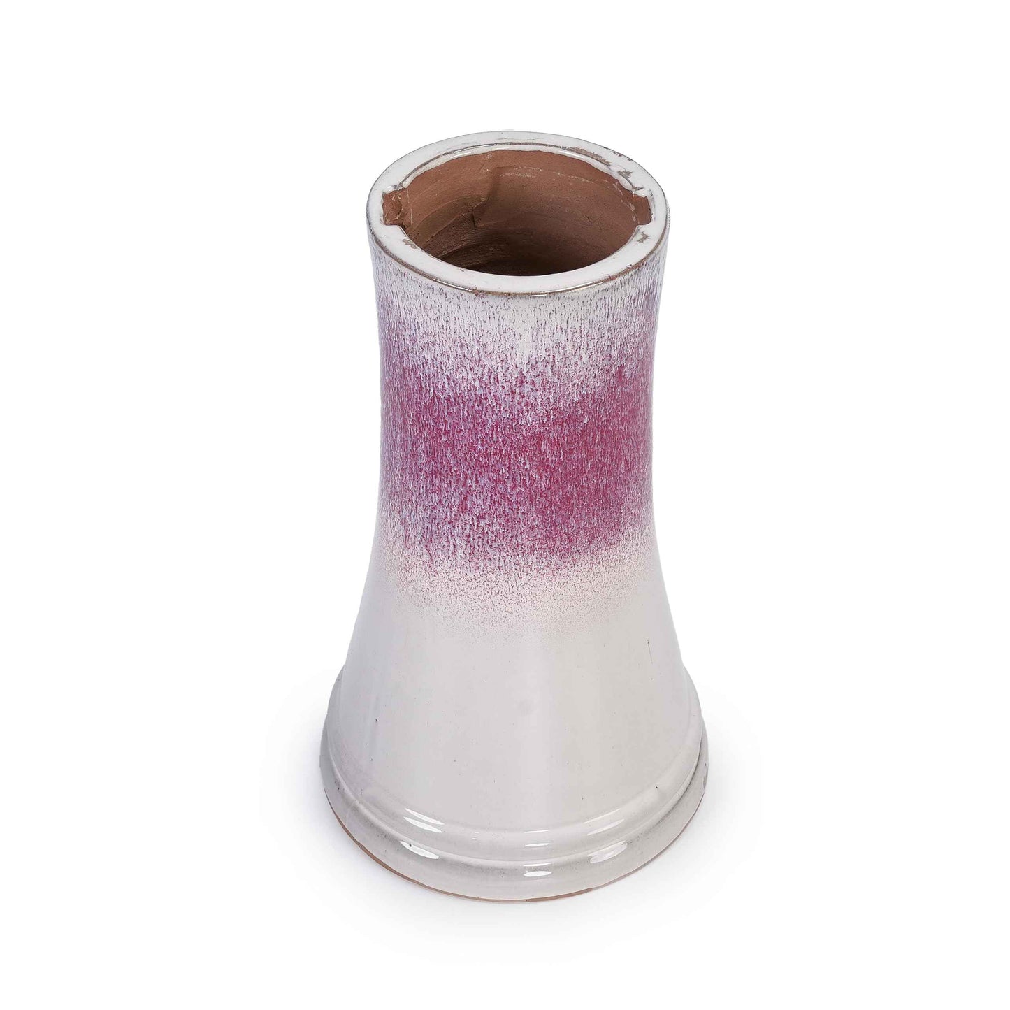 17'' Ceramic Bird Bath for Outside, Elegant Tall Outdoor Bird Bath, Lightweight Pedestal Glazed Birdbaths for Outdoors with Swirl Pattern - White + Pink