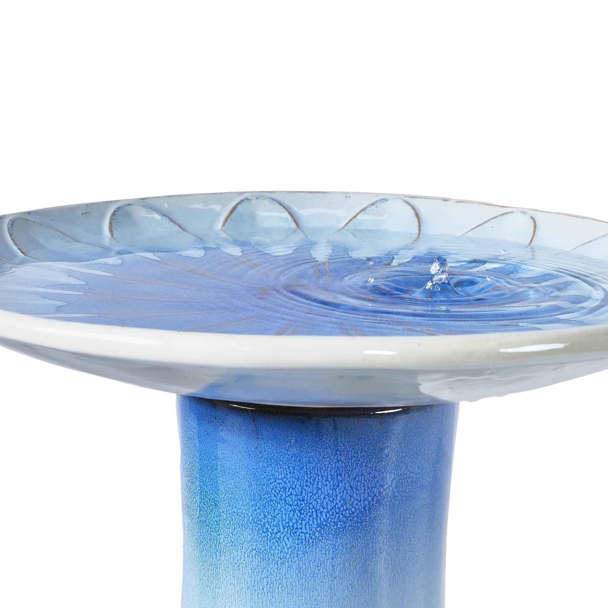 Mudanjie 17'' Ceramic Bird Bath for Outside, Tall Lightweight Pedestal Birdbath Floral Pattern