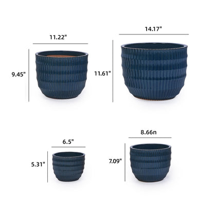 4pcs Deep Coffee Ceramic Flower Pot Set, 5.31"-14.17" with Drainage, Indoor Outdoor for Orchids Succulents, Windowsill Tabletop Decor Generic