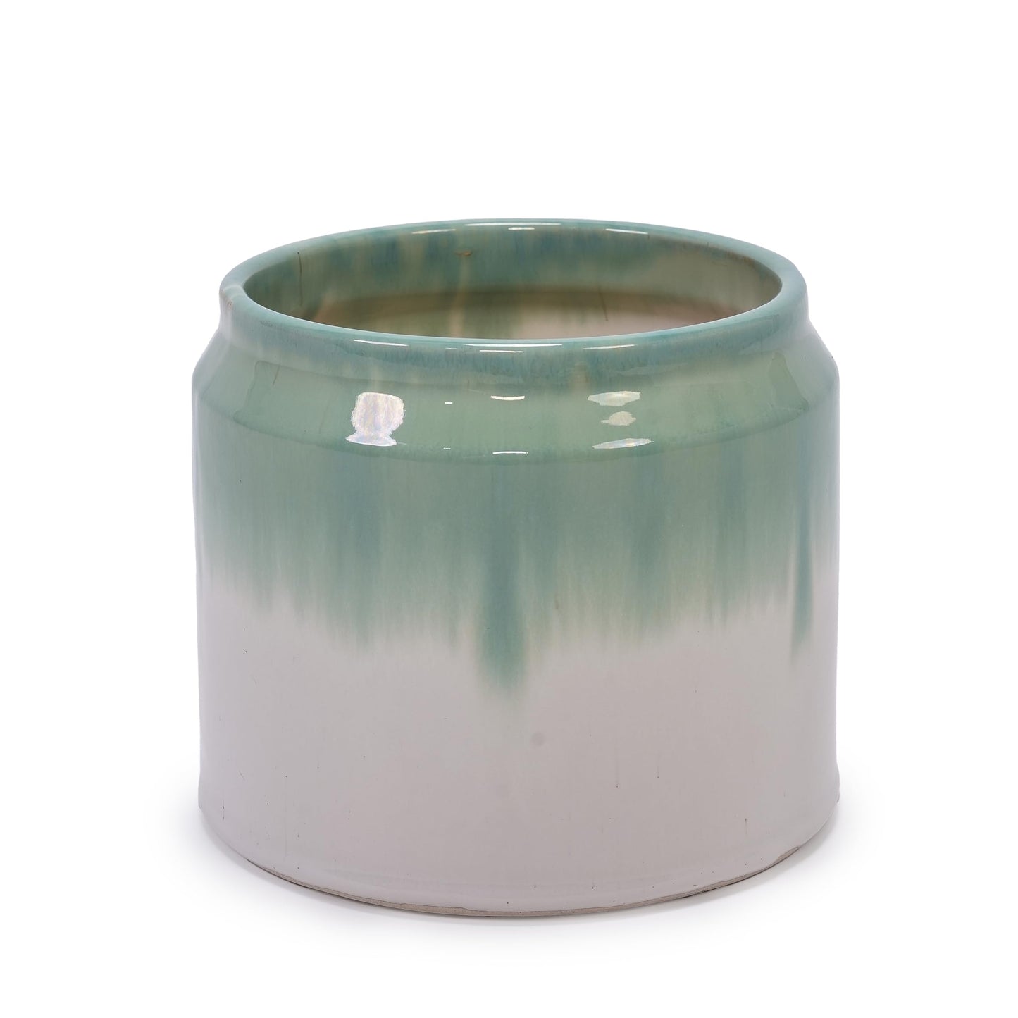 2PCS Drip Glaze Ceramic Plant Pots, 6" & 8" Breathable Plant Pots, Indoor Outdoor Flower Pots for Orchids, Succulents & Violets, Ideal for Shelf & Desk Decor - Blue Green Generic