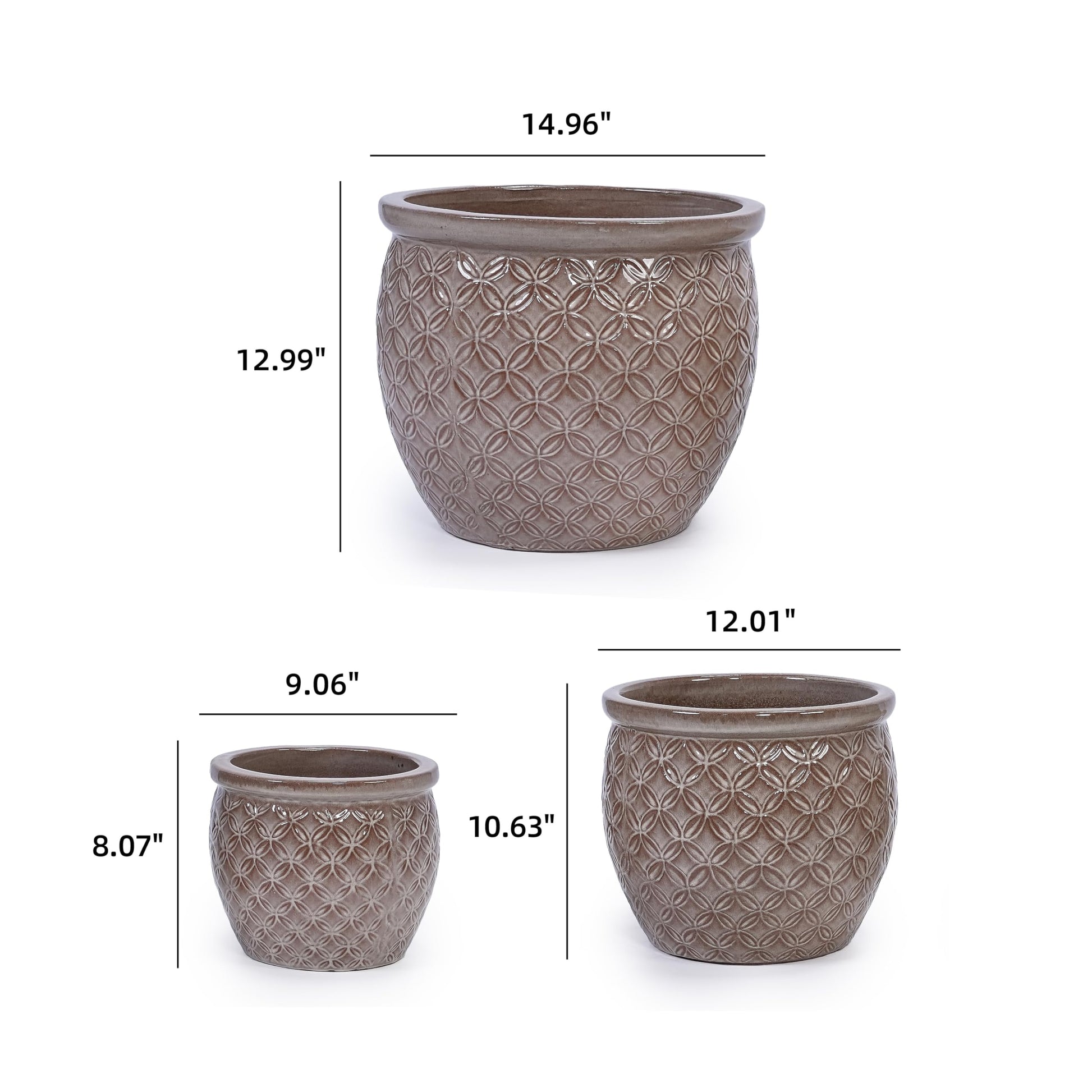 mudanjie 3pcs Quatrefoil Ceramic Planter with Drainage – Mudanjie