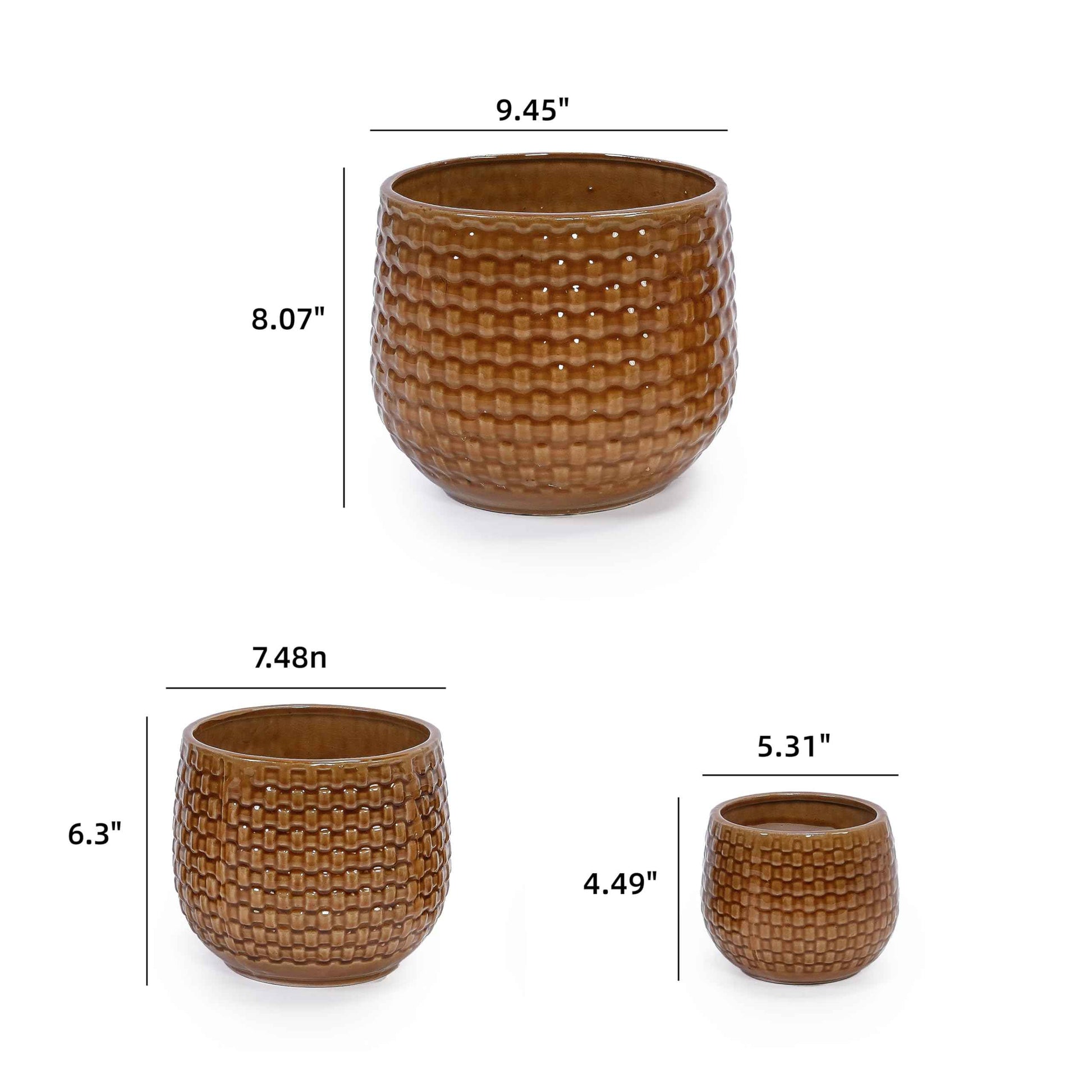 Mudanjie 3pcs 5+7+9'' Modern Ceramic Plant Pots with Drainage