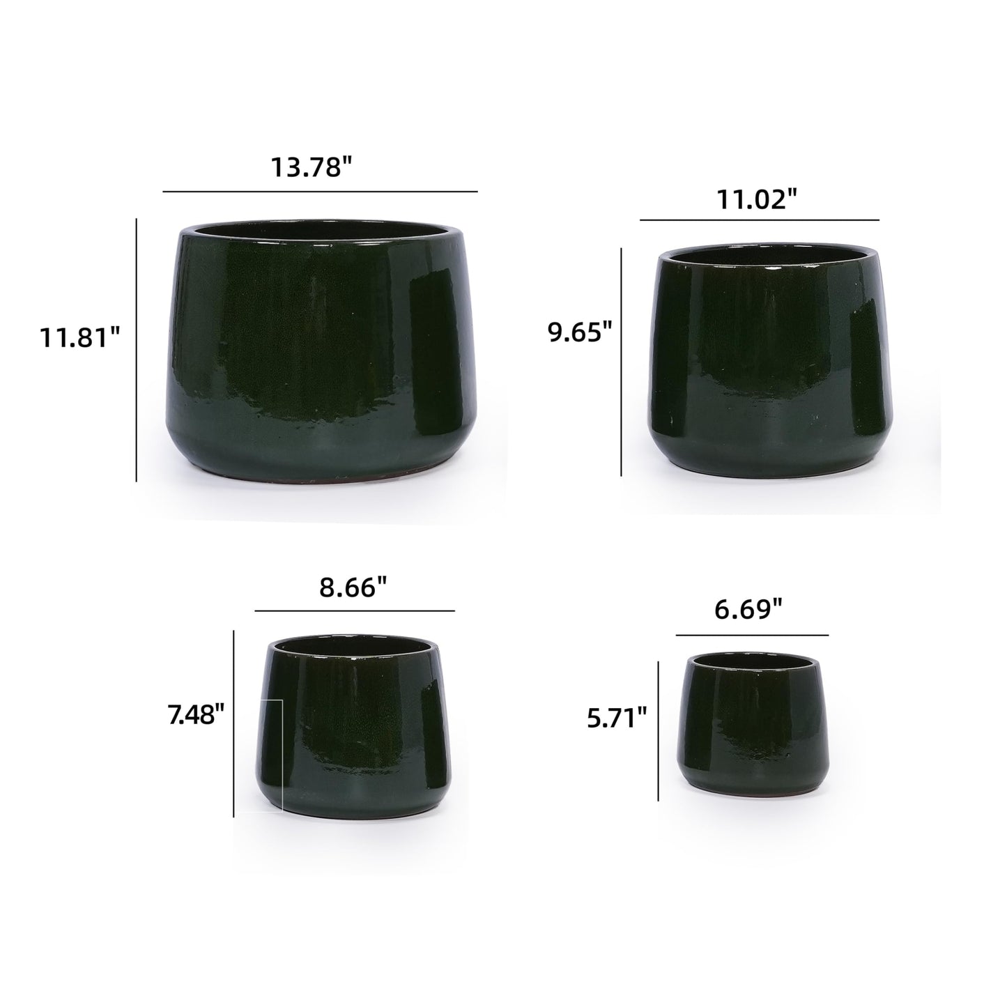 4pcs White Ceramic Flower Pots, 6-14 Inch Vertical Brushed Texture Planters with Drainage Holes, Indoor/Outdoor Use Ideal for Orchids, Succulents & Cacti Generic