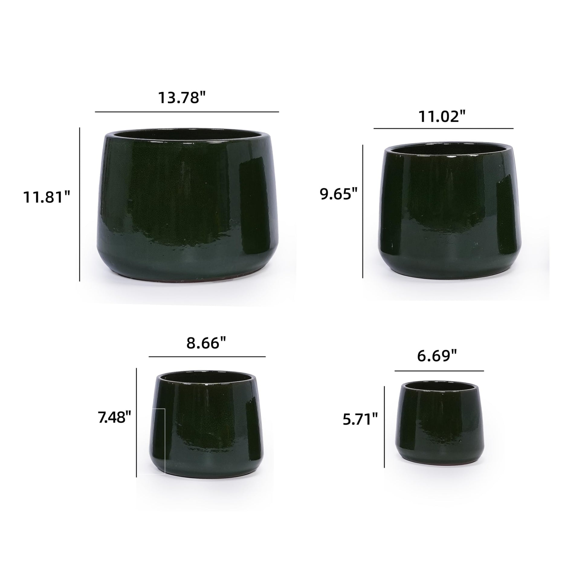4pcs White Ceramic Flower Pots, 6-14 Inch Vertical Brushed Texture Planters with Drainage Holes, Indoor/Outdoor Use Ideal for Orchids, Succulents & Cacti Generic